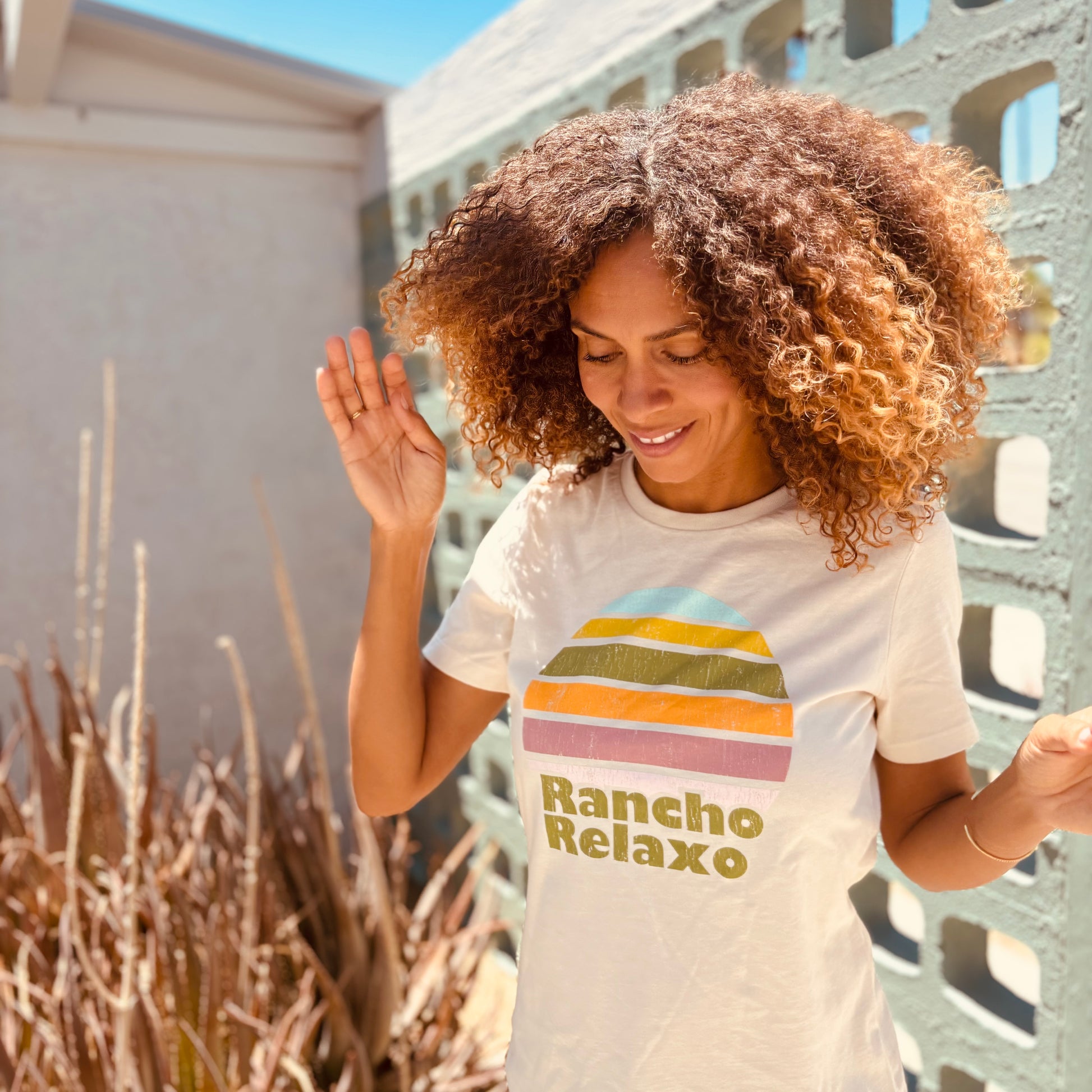 Rainbow Sun Boyfriend Heather Tee - Rancho Relaxo