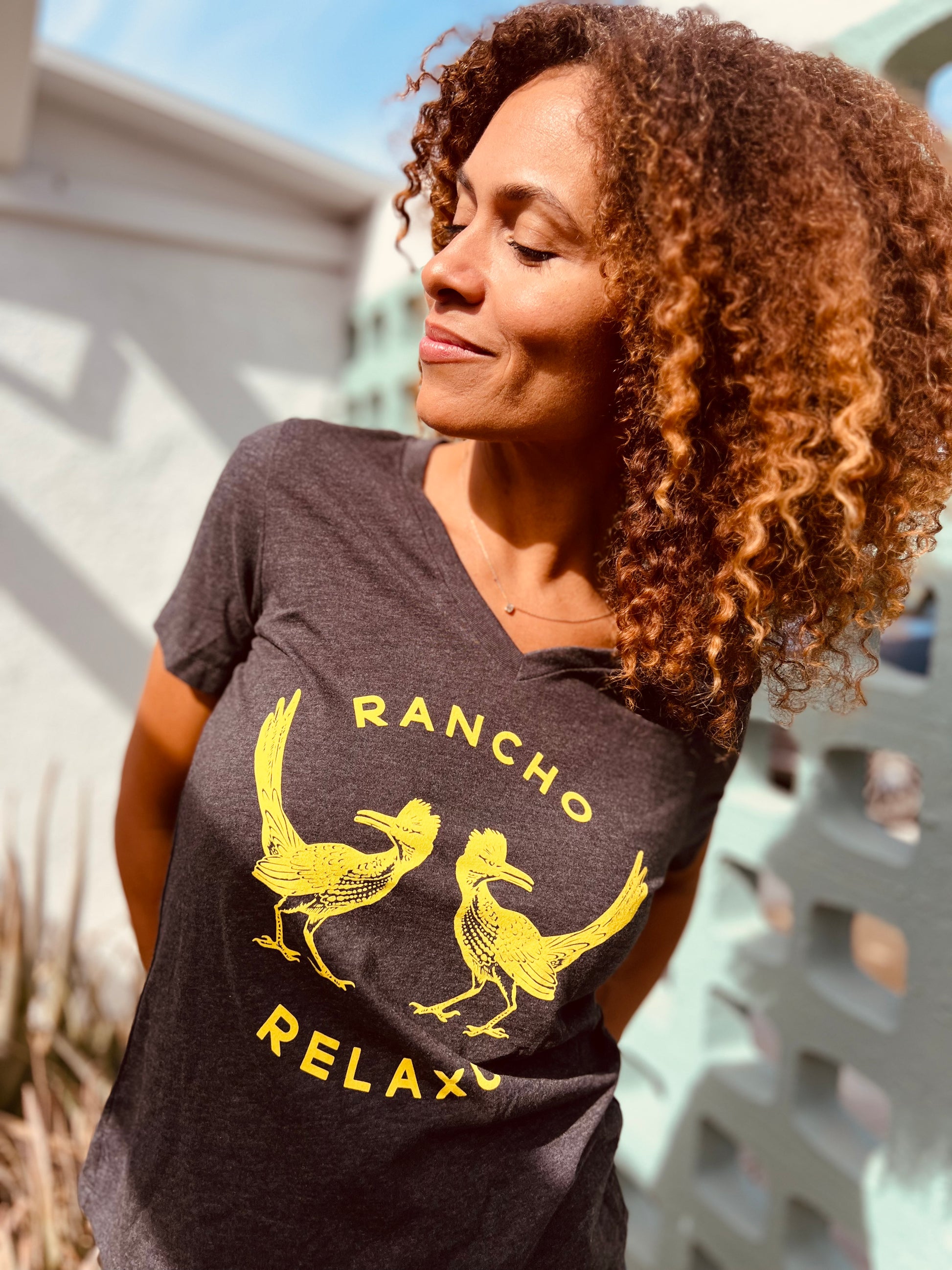 Ladies OG Vneck Logo tee - Rancho Relaxo