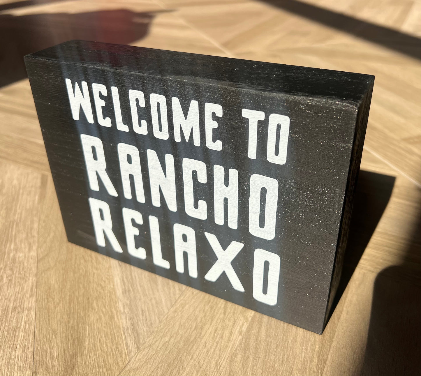 Welcome to Rancho Relaxo Box Sign - Rancho Relaxo