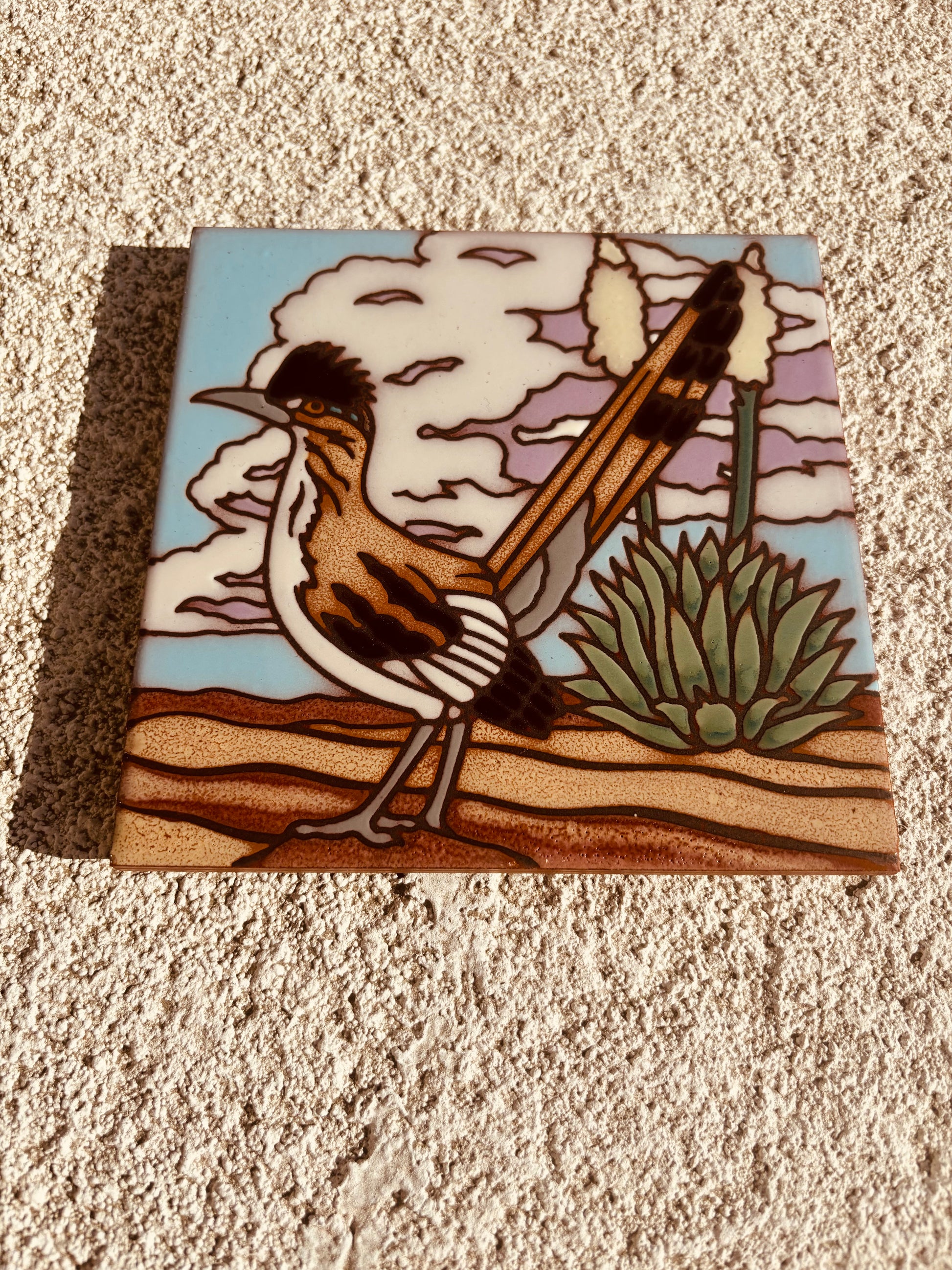 Hand Glazed Art Tile Trivet - Rancho Relaxo